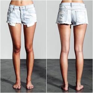 KSUBI Albuquerque Distressed Cut-Off Denim Shorts in Albino Bleach Blue Size 29
